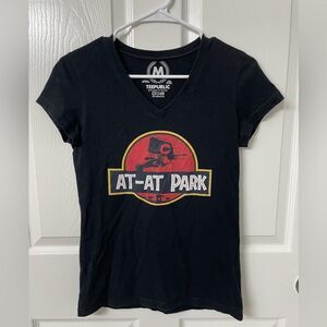 TeePublic AT-AT Park Star Wars Jurassic Park Parody Women’s T-Shirt Size M Black